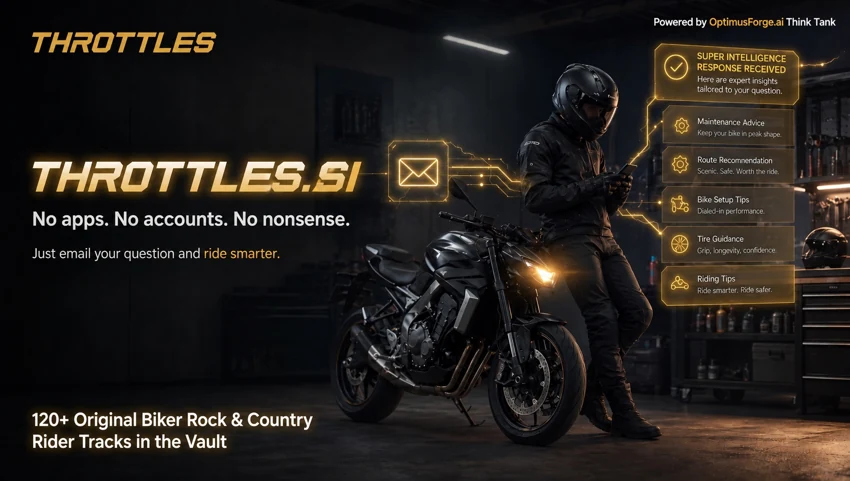 Throttles.si rider-focused website artwork
